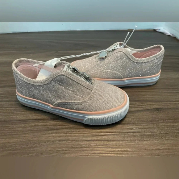 US Sports Baby Toddler Girls’ Sparkling Pink Slip On Zipper Sneaker Shoes Size 8 - Picture 3 of 7
